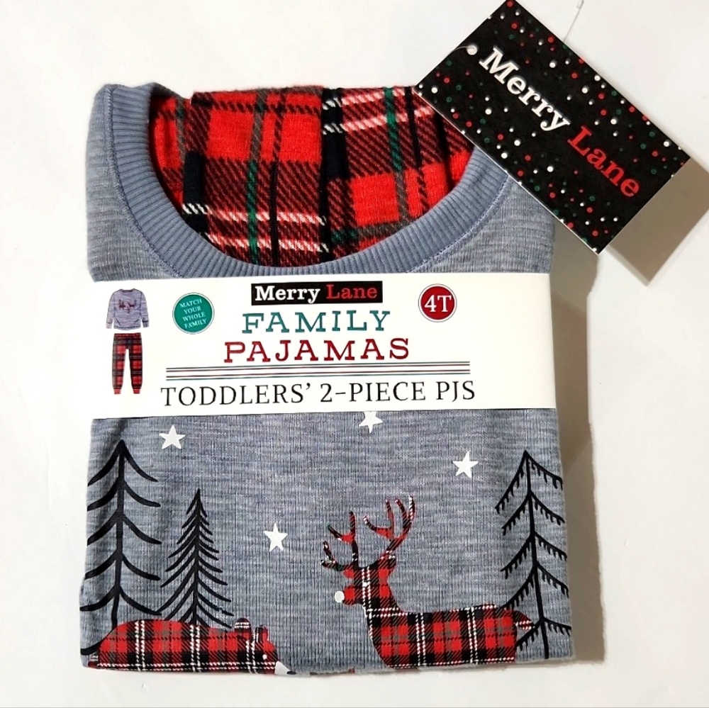 Merry Lane Kid's 4T 2 Piece Pajama Set Deer Bear Fox